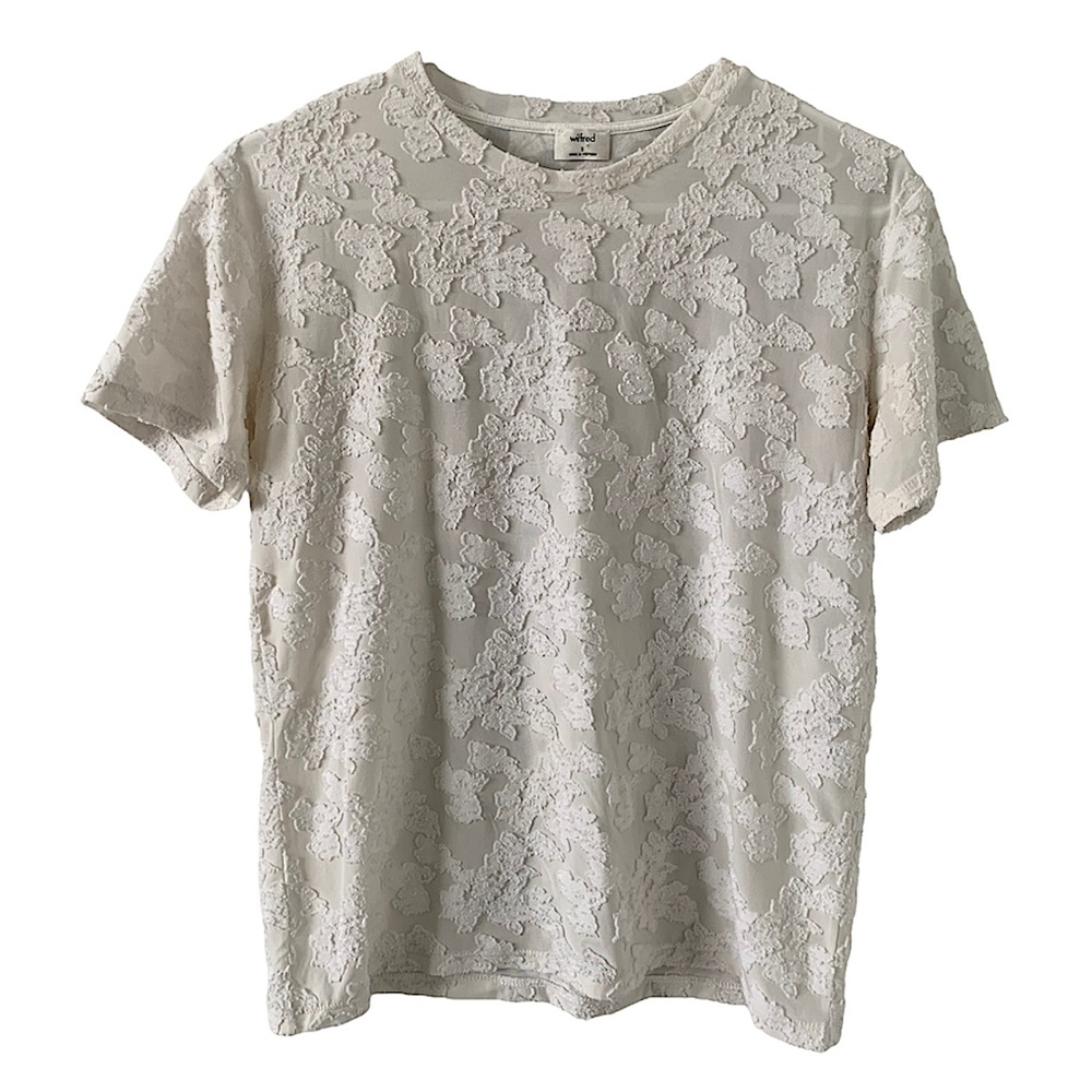Aritzia Wilfred Tarascon Floral White Short Sleeve Top Women's Size Small
